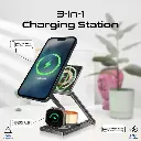 Promate 3 in 1 Ultra-Slim Transparent MagSafe Wireless Charging Foldable 15W (Black)