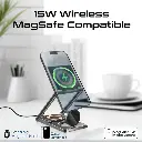 Promate 3 in 1 Ultra-Slim Transparent MagSafe Wireless Charging Foldable 15W (Black)