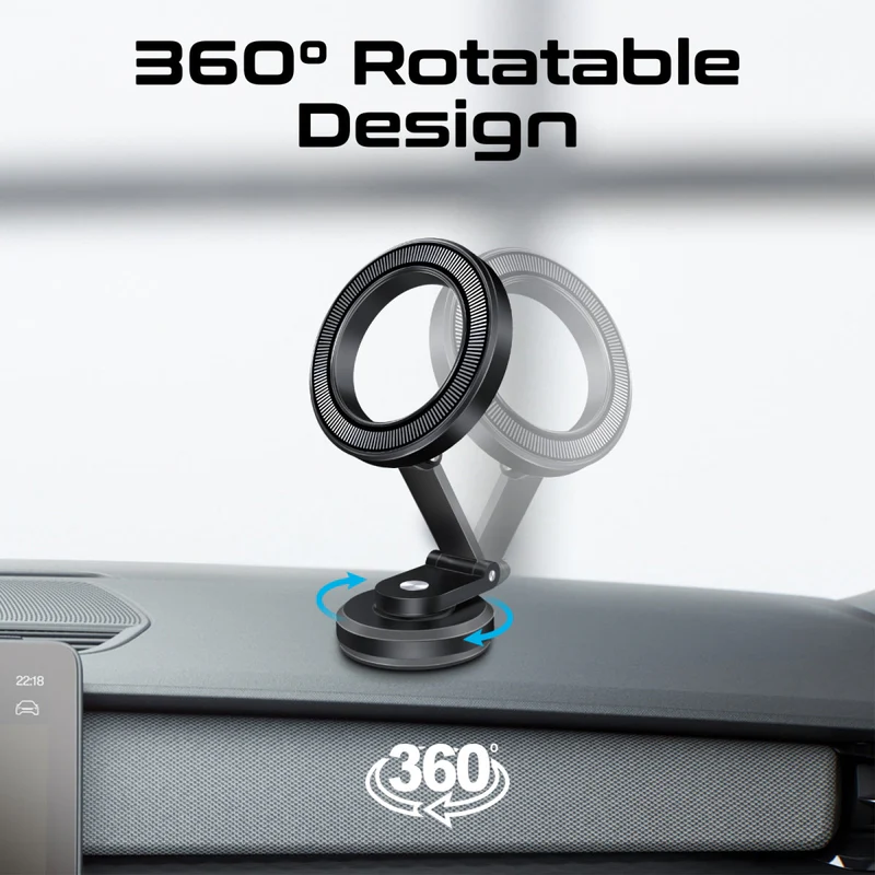 Promate MagGrip™ 360° Cradleless Foldable Magnetic Ring Smartphone Holder (Black)
