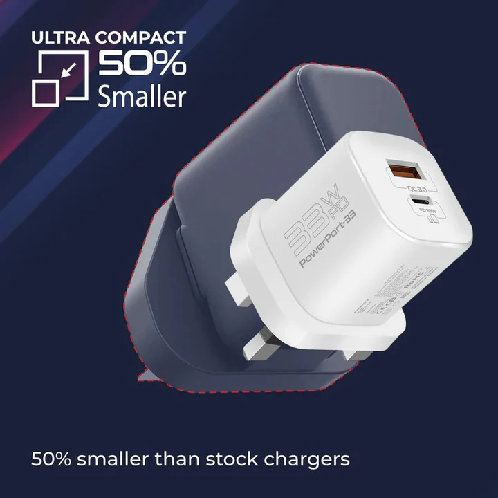 Promate Charging Adapter 33W PD GaNFast™ (White)