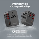 Promate Travel Adapter 65W PD GaNFast™ (Black)
 
