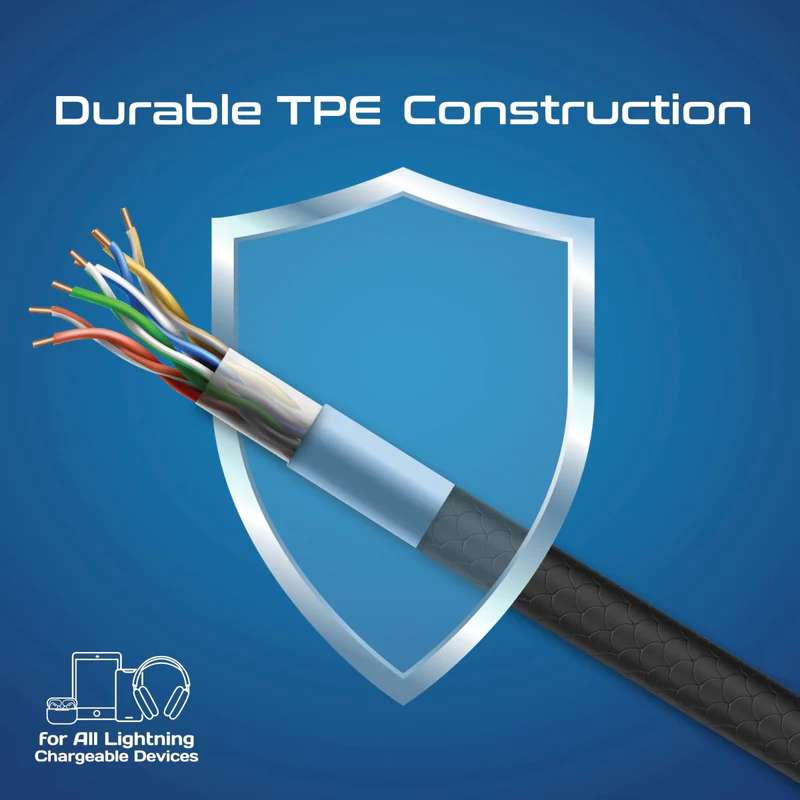 Promate Cable Kit 27W PD 3Pcs High Tensile Strength USB-C to Lightning (Black)