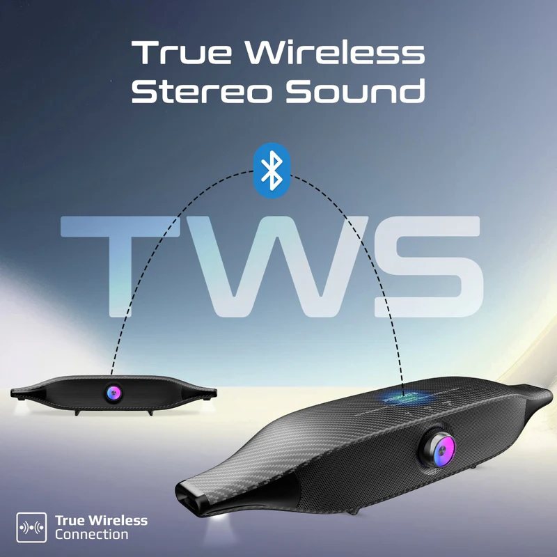 Promate 20W BassBoost™ Quad Speaker Wireless RGB Soundbar  • 30Hours Playback (Titanium)