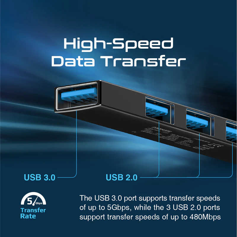 Promate LiteHub 4-in-1 Multi-Port USB-C Data (Black)