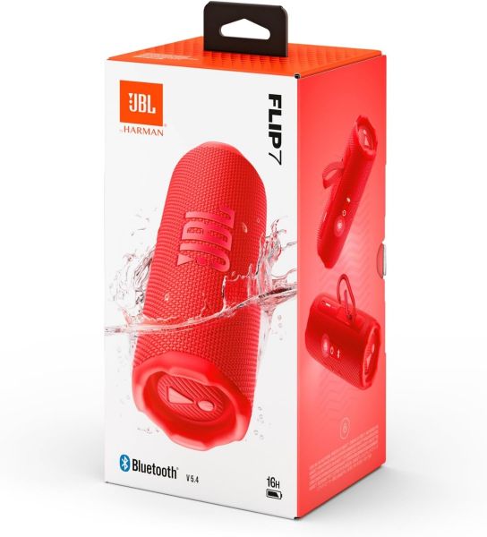 JBL Flip 7 Waterproof Portable Bluetooth Speaker (Red)