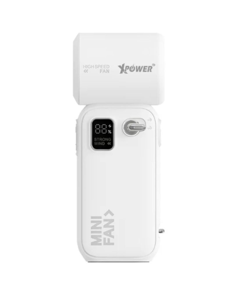 Xpower Cooler Mini Portable Rechargeable Turbo Fan (White Gray)