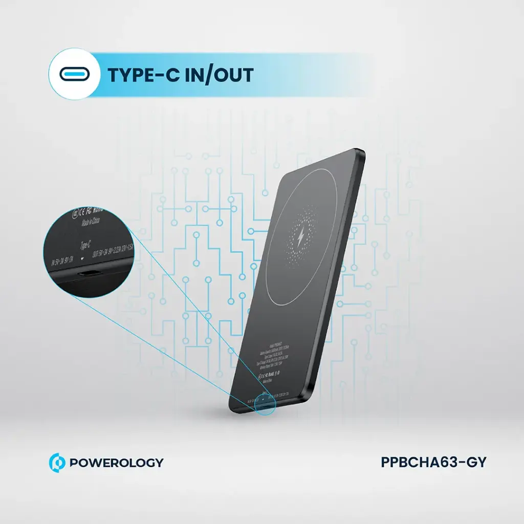 Powerology Tender Magsafe Slim Power Bank 5000mAh (Gray)