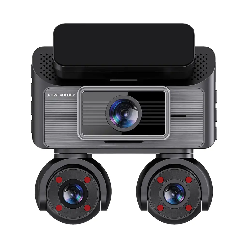 Powerology Sentra Dash Camera with 3 Lenses and Rear Camera (Black)
