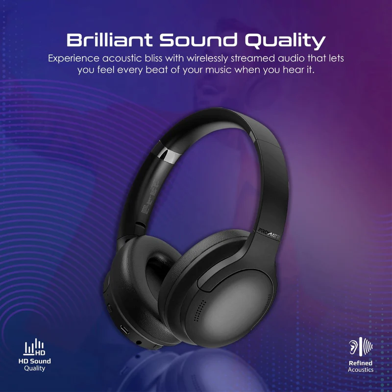 Promate LaBoca
High Fidelity Over-Ear Wireless Headphones (Black)