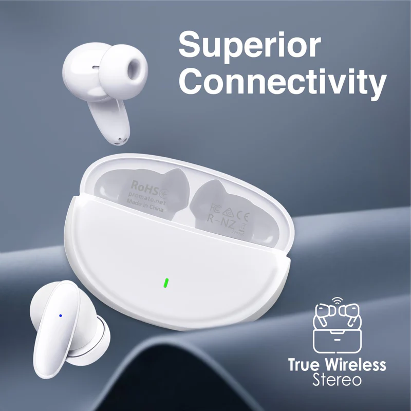 Promate Acoustic Wireless TWS Earphone (White)