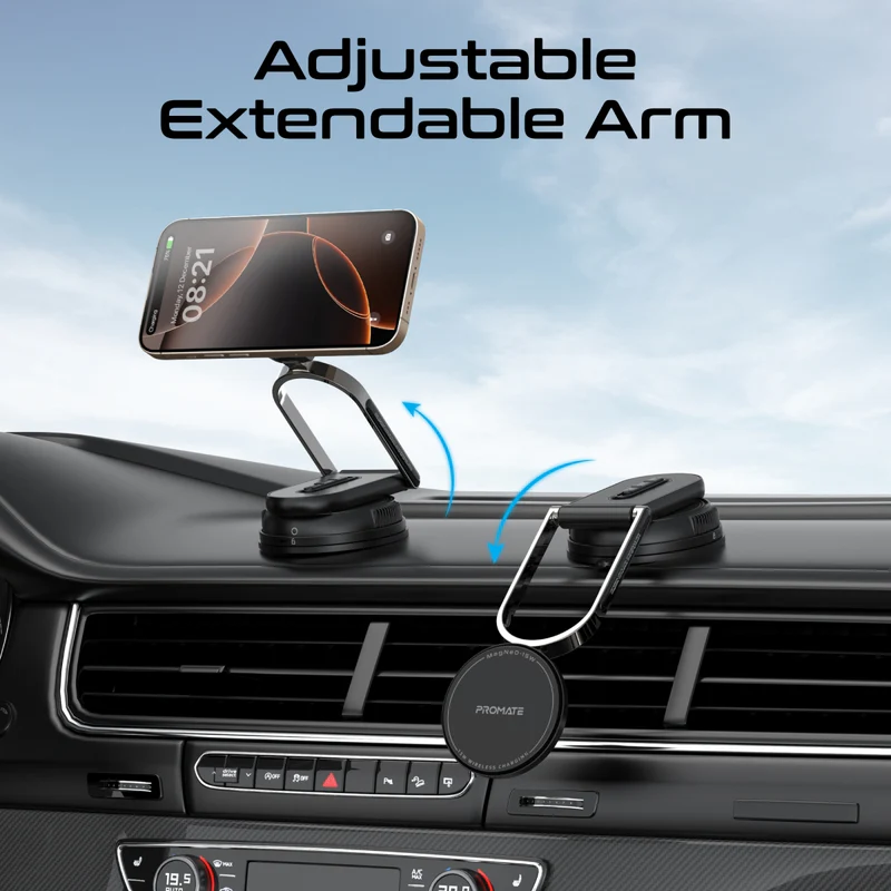 Promate 15W Versatile Ultra-Thin Cradleless Wireless Car Charger (Black)