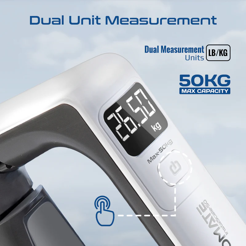Promate Digital Handheld Luggage Scale • 50Kg Max Capacity (White)