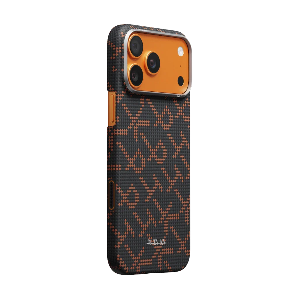 PITAKA Monogram Edge Case for iPhone 17 Pro Max（Leaping - Black/orange）