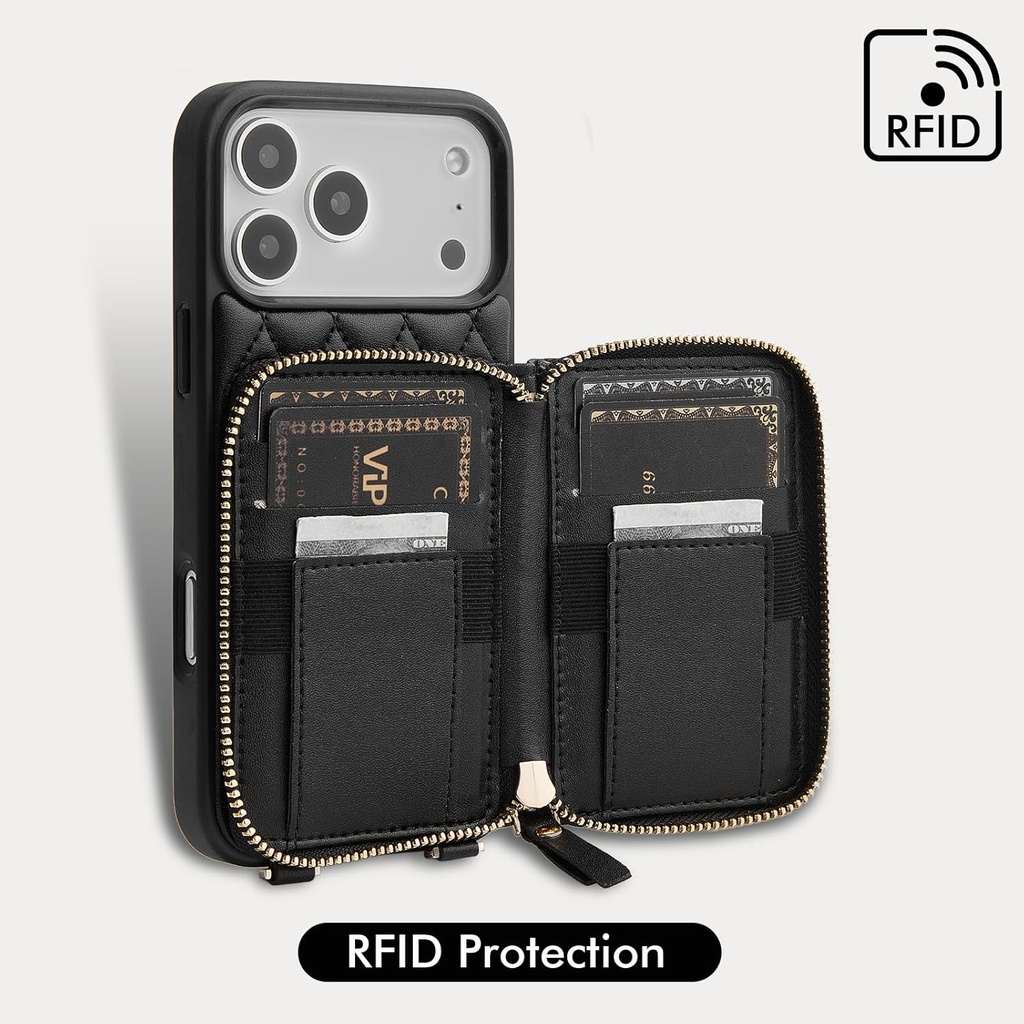 Lameeku Card Holder Case for iPhone 17 Pro (Black)