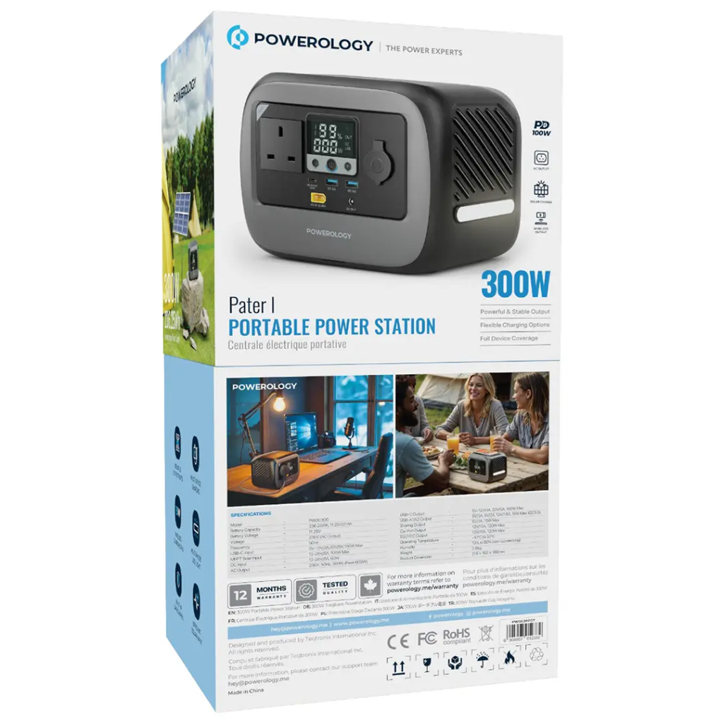 Powerology Pater I Portable Power Station 300W 630000mAH (Gray)