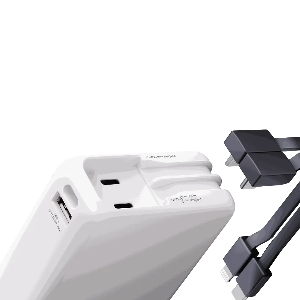 ZLOS 20000mAh Power Bank 22.5W with Built-in Cables