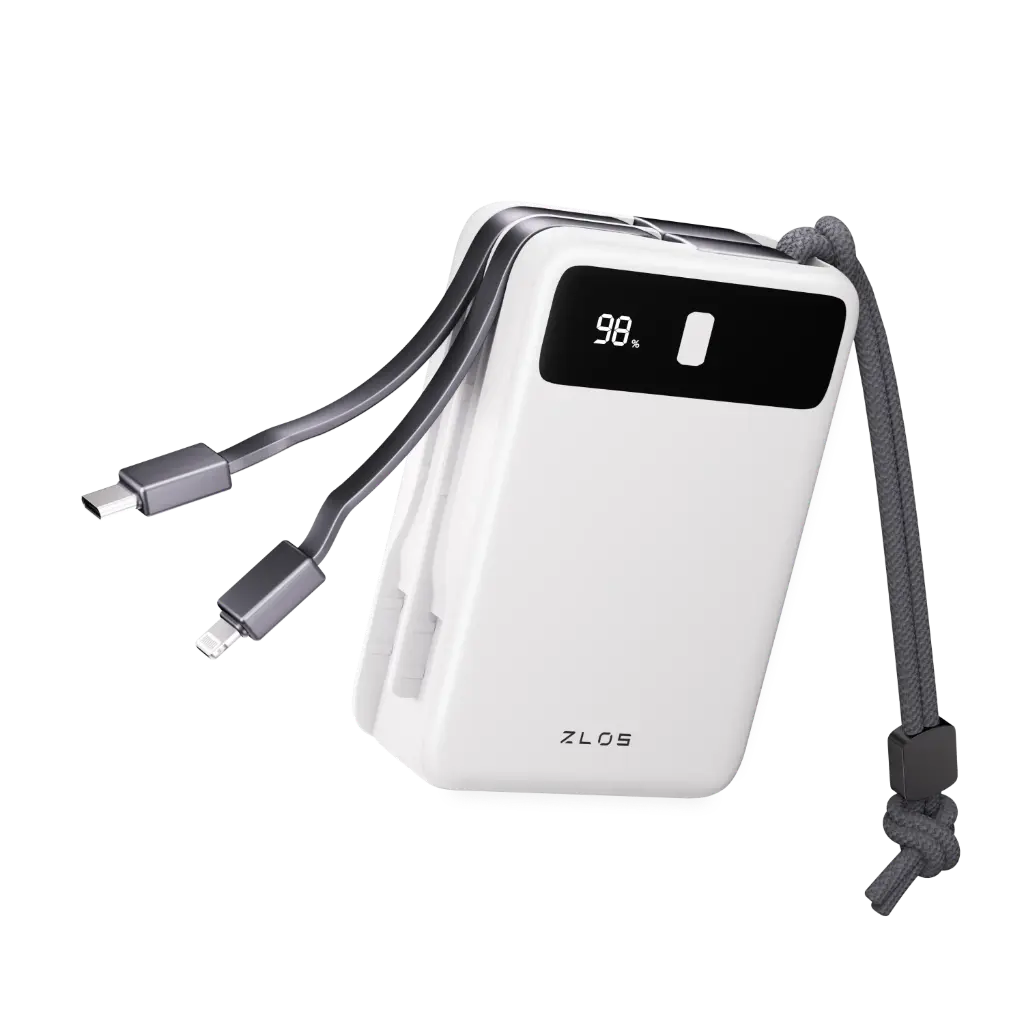 ZLOS 20000mAh Power Bank 22.5W with Built-in Cables