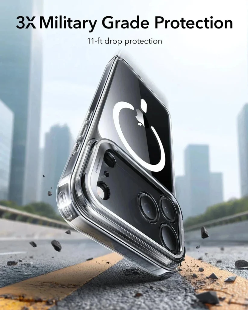 ESR Classic Hybrid Magnetic Case (Camera Control,Stash Stand) for iPhone 17 Pro/18 Pro (Clear)