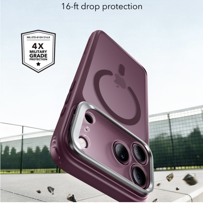 ESR Classic Hybrid Magnetic Case (Camera Control,Stash Stand) for iPhone 17 Pro/18 Pro (Frosted Red)