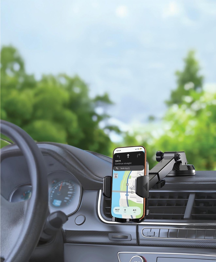 Porodo Blue Cradle Suction Car Phone Holder Multi-surface Mounting (Black)