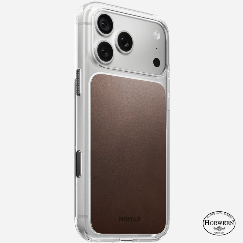 Nomad Clear Leather Case for iPhone 18 Pro Max (Rustic Brown | Horween)