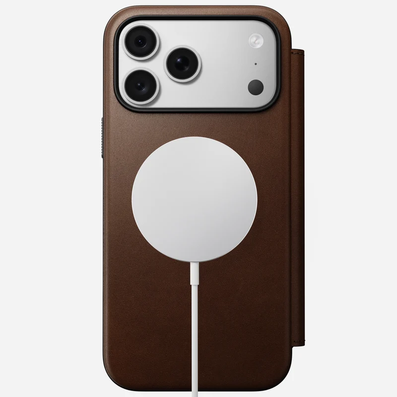 Nomad Modern Leather Folio Case for iPhone 18 Pro Max (Brown)