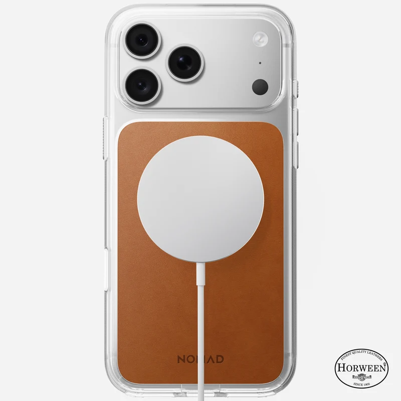 Nomad Clear Leather Case for iPhone 18 Pro Max (Saddle | Horween)