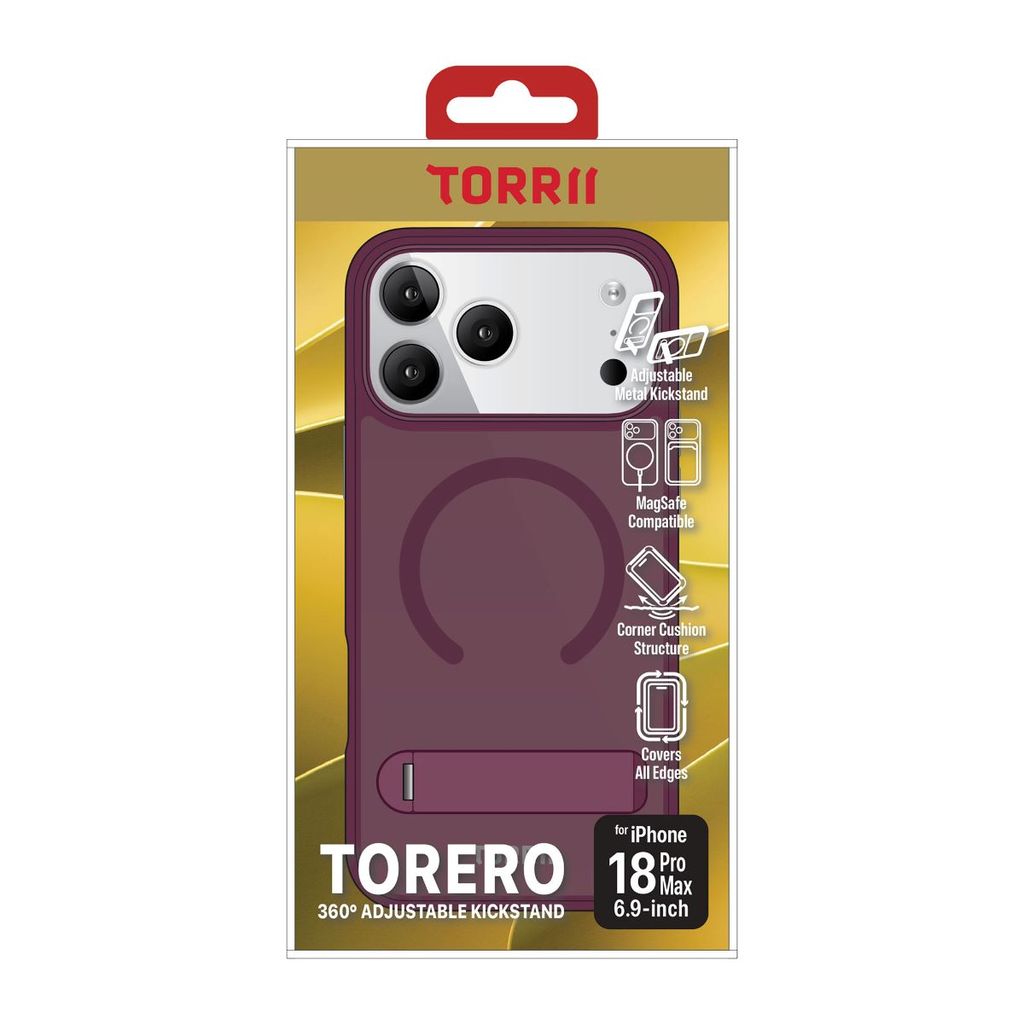 Torrii TORERO Kickstand Magsafe Cover for iPhone 18 Pro Max (Cherry)