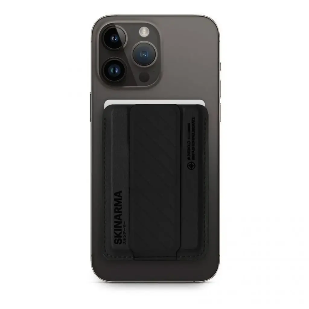SkinArma Kado Wallet Mag-Charge Card Holder With Grip Stand (Black / Black)