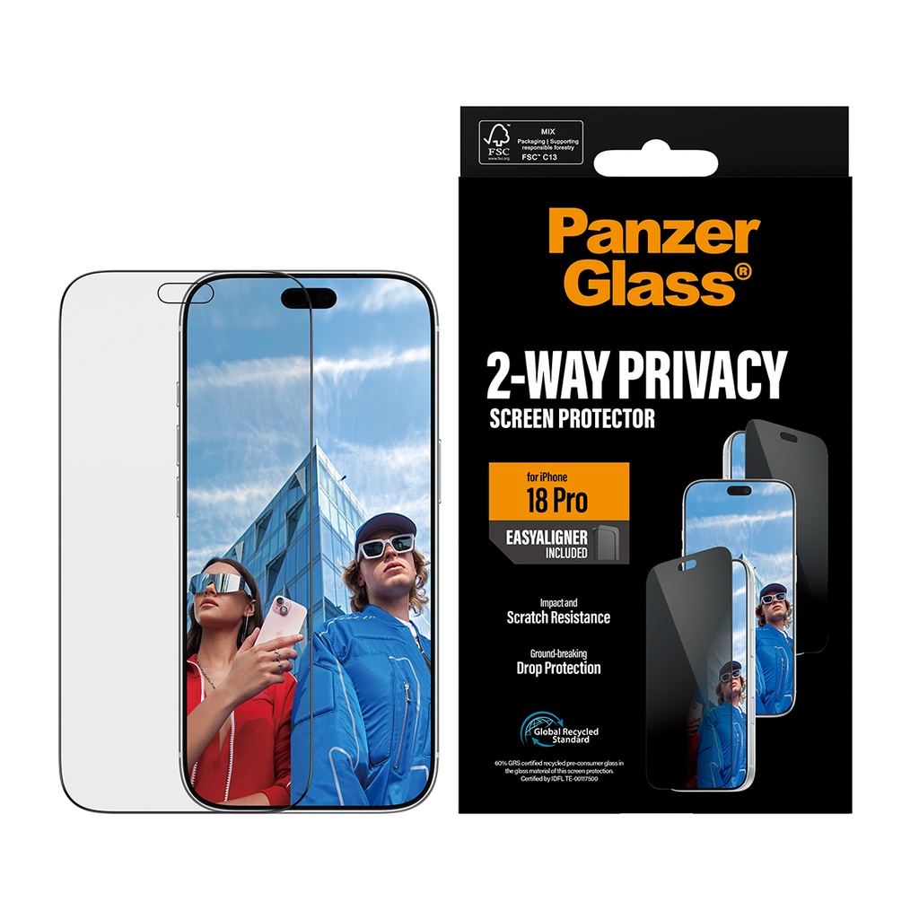 PanzerGlass® Screen Protector for iPhone 18 Pro UWF w. EasyAligner (Privacy)