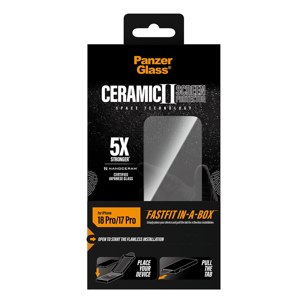 PanzerGlass® Screen Protector for iPhone 18 Pro Max Ceramic w. Fastfit in-a-box (Clear)