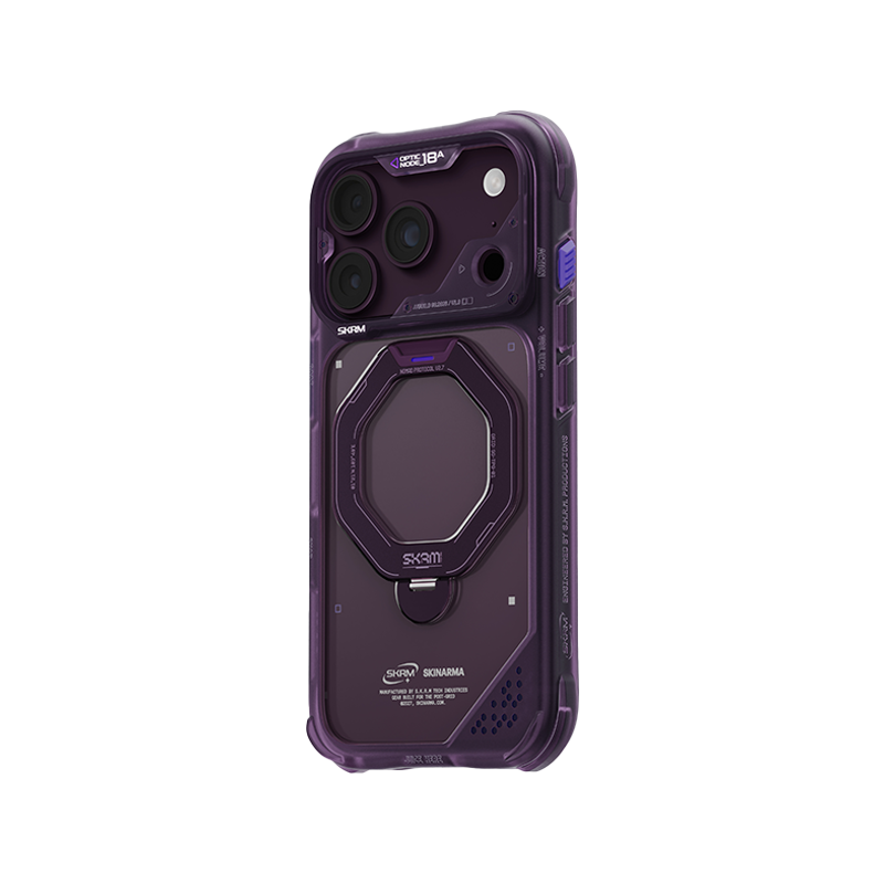 SkinArman Saturn Rotating Kick-Stand Case for iPhone 18 Pro (Burgundy)