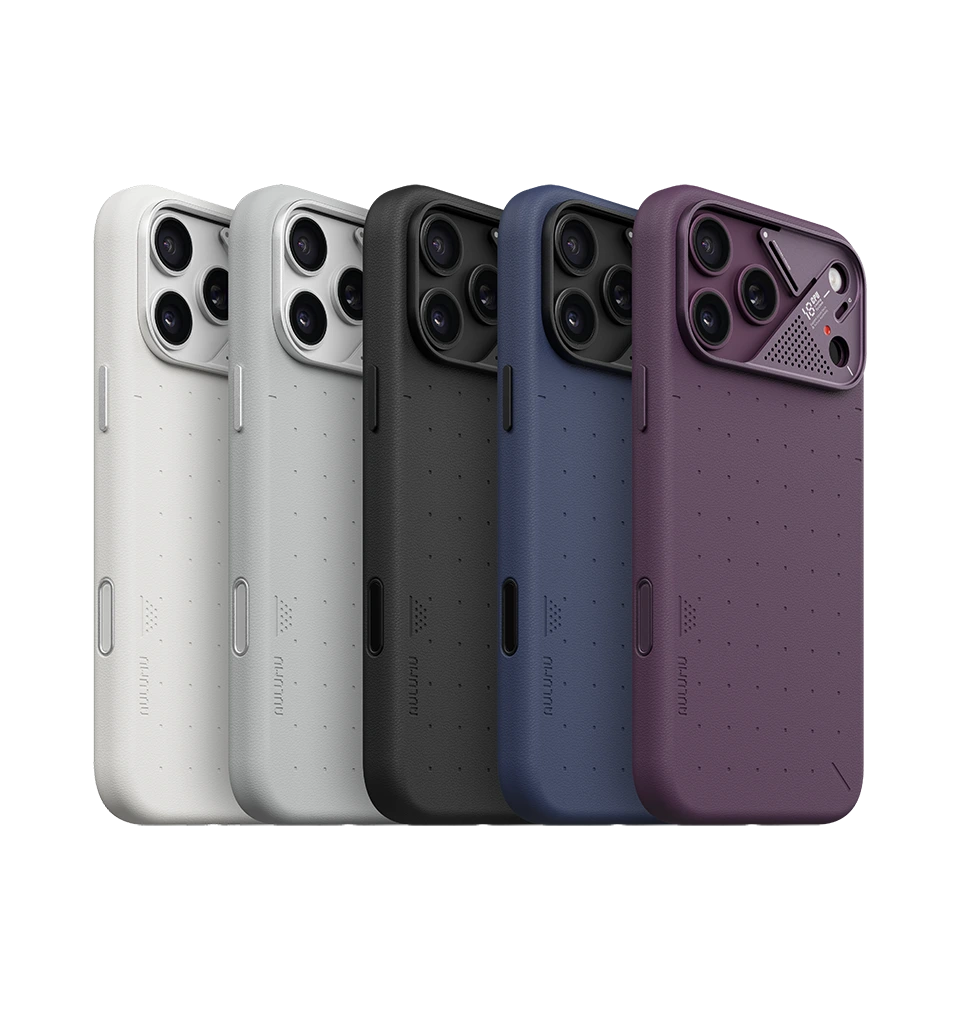 AULUMU Particle Vegan Leather Case for iPhone 18 Pro (Dark Cherry)