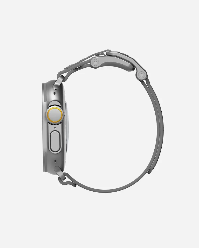 AULUMU Mag Buckle Band for Apple Watch - 3D Woven Herringbone with Letter M (Silver Buckle + Carbon Grey Strap)