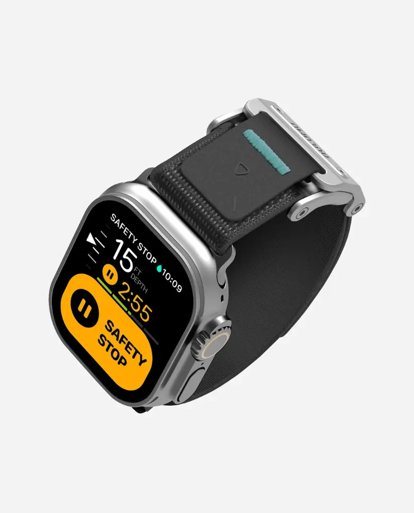 AULUMU Mag Buckle Band for Apple Watch - 3D Woven Herringbone with Letter M (Silver Buckle + Carbon Grey Strap)