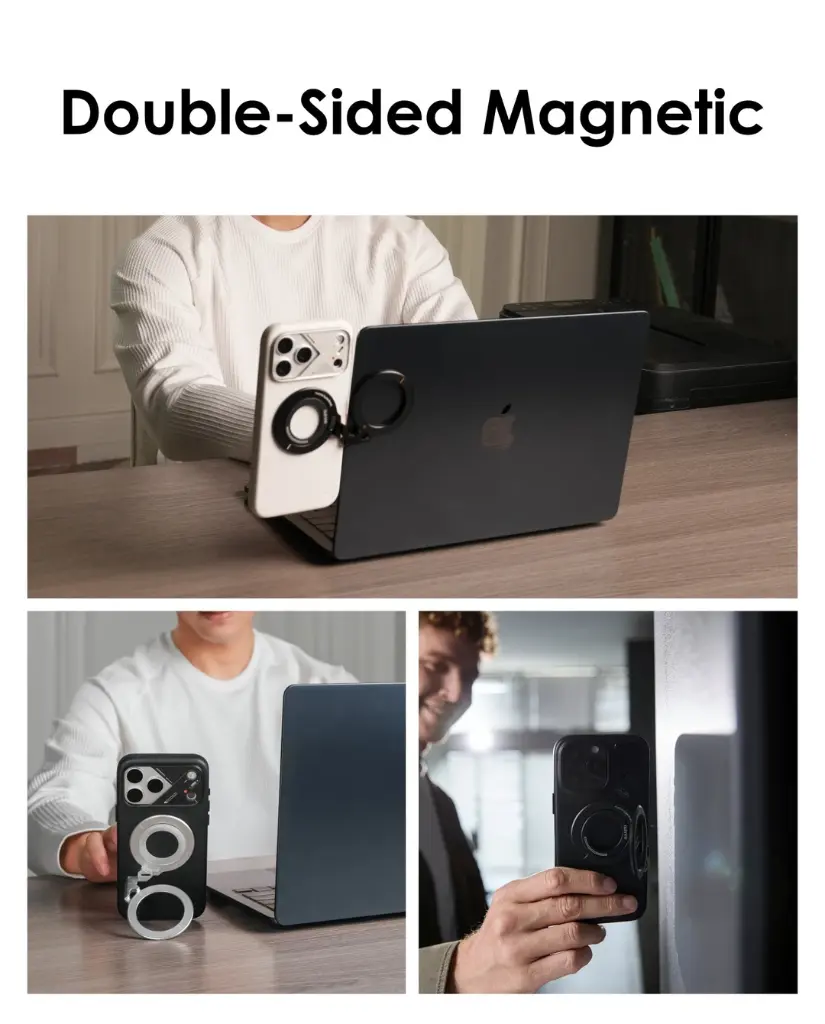 AULUMU Infinite 360° MagSafe Stand | 3-Axis Rotation (Silver)