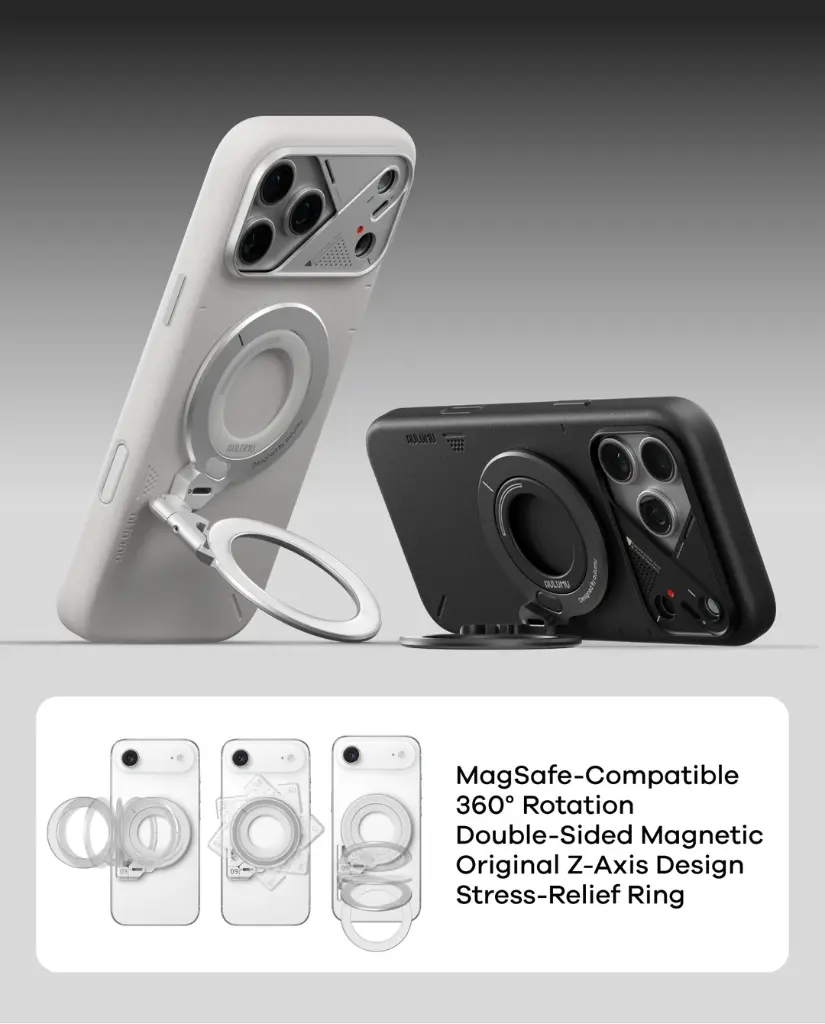AULUMU Infinite 360° MagSafe Stand | 3-Axis Rotation (Silver)