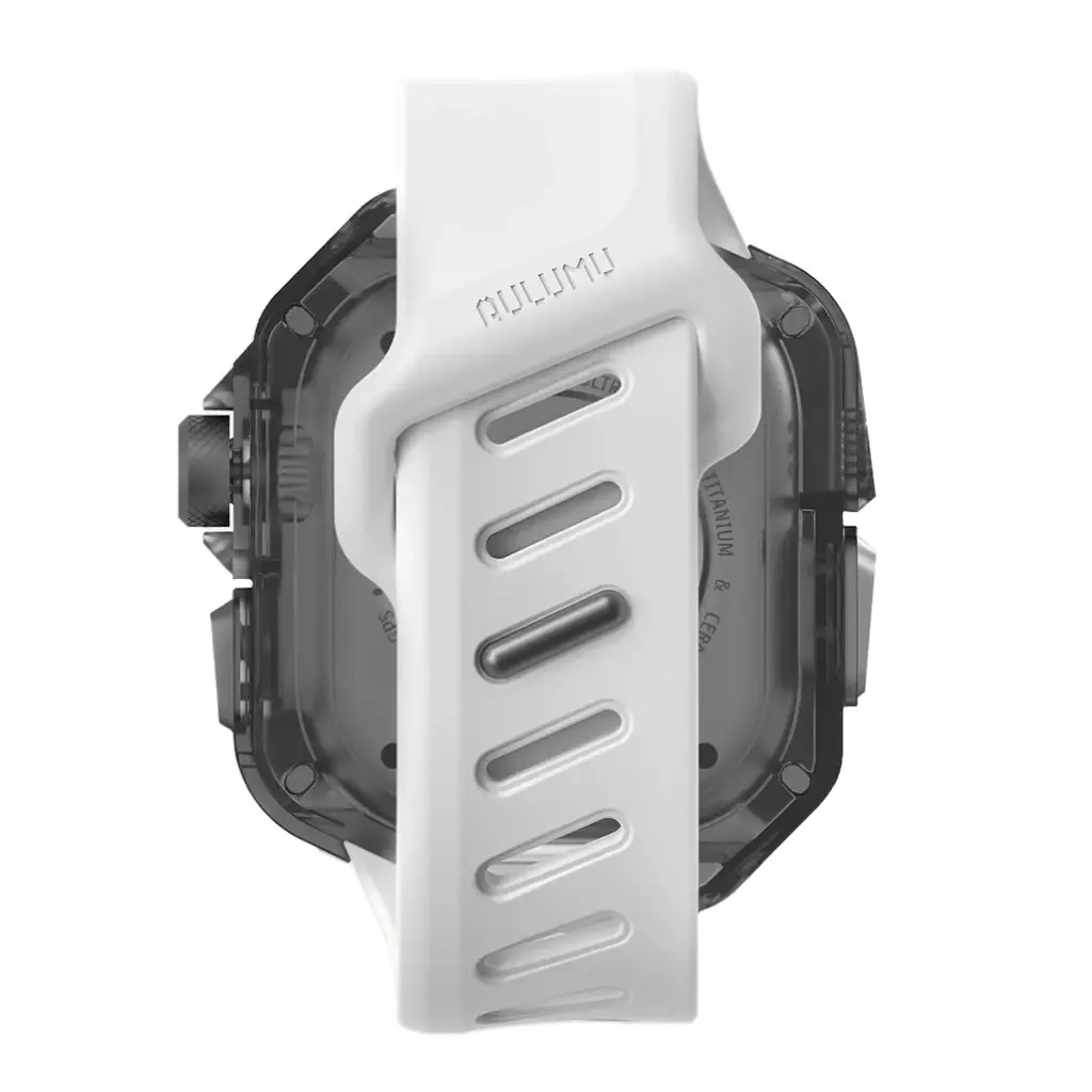 AULUMU Case with Titanium Cover and Band for Apple Watch Ultra (Titanium + White Band)
