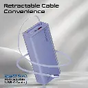 Promate Lucid Clear-Case Power Bank 45W PD w/ Retractable USB-C Cable 20000mAh (Purple)