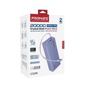Promate Lucid Clear-Case Power Bank 45W PD w/ Retractable USB-C Cable 20000mAh (Purple)