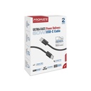 Promate EcoLine-CC120 60W PD USB-C Fabric Braided Cable 1.2m (Black)
