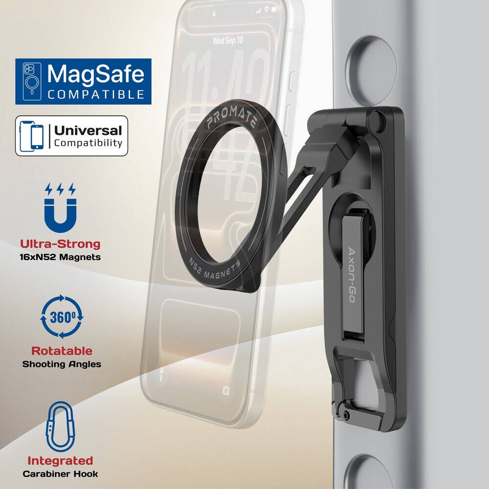 Promate Axon-Go Versatile Magnetic Smartphone Mount and Stand (Black)