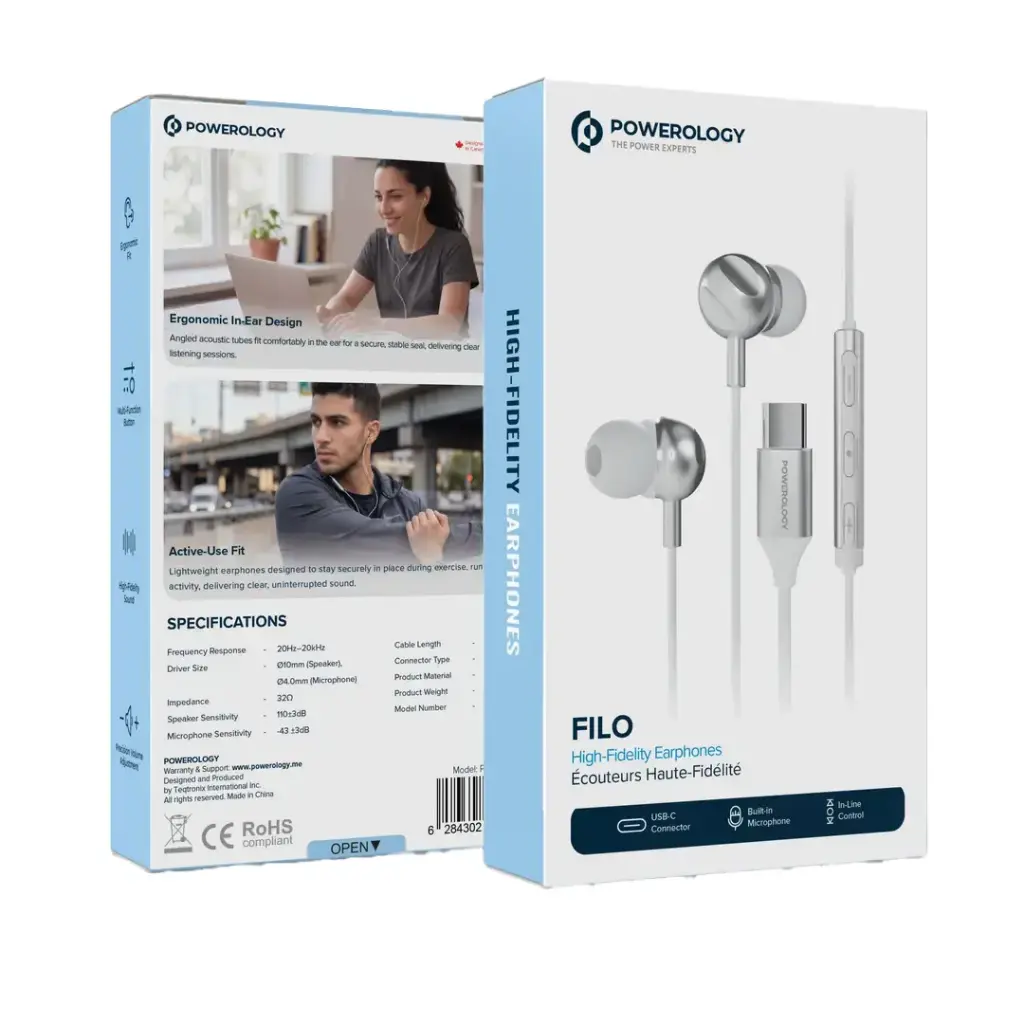 Powerology FILO High-Fidelity Earphones (White)
