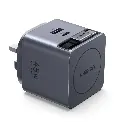 UGREEN 45W 2-Port GaN Fast Charger with Retractable Cable (Space Gray)