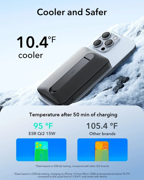 ESR MagSlim Kickstand Power Bank 10000mAh Qi2 (Black)
