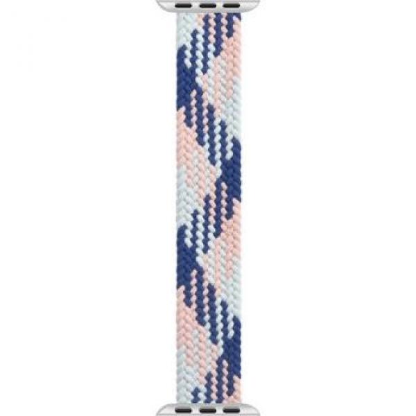 WIWU Braided Solo Loop Watchband For iWatch 42-44mm / M:142mm (Pink/Dark Blue)