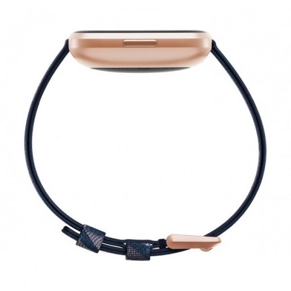 Fitbit Versa 2 Fitness Wristband with Heart Rate Tracker (Navy & pink Woven/Copper Rose) EOL