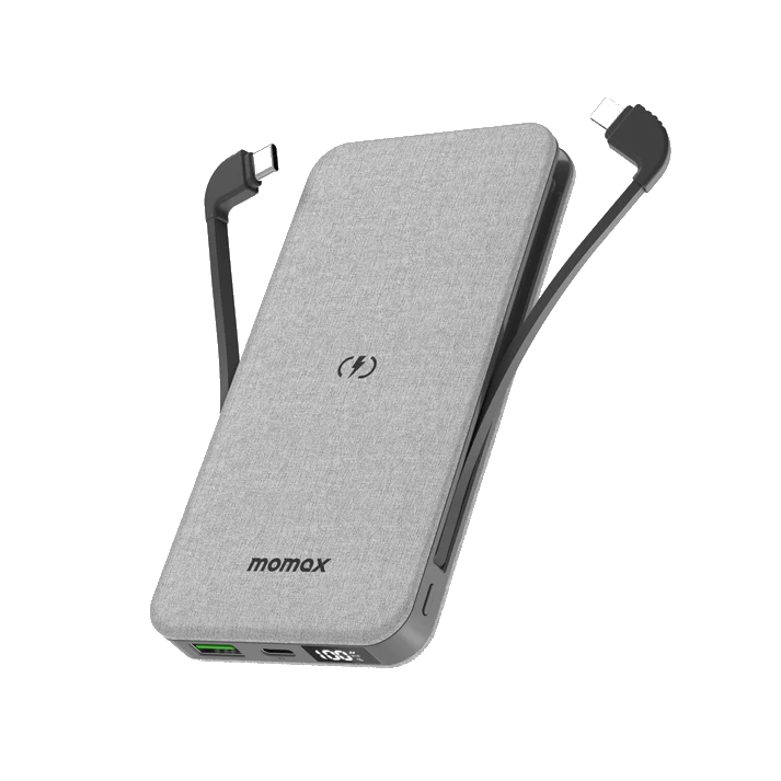Momax Q.Power TOUCH 2 Wireless Charging Power Bank 10000mAh (Light Grey)