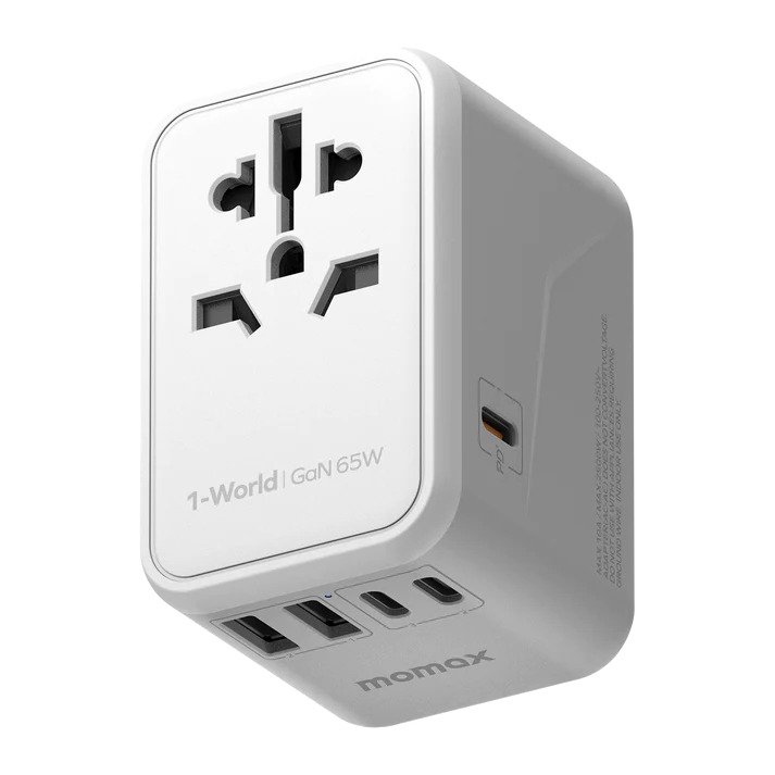 Momax 1-World 65W GaN AC Travel Adaptor (White)