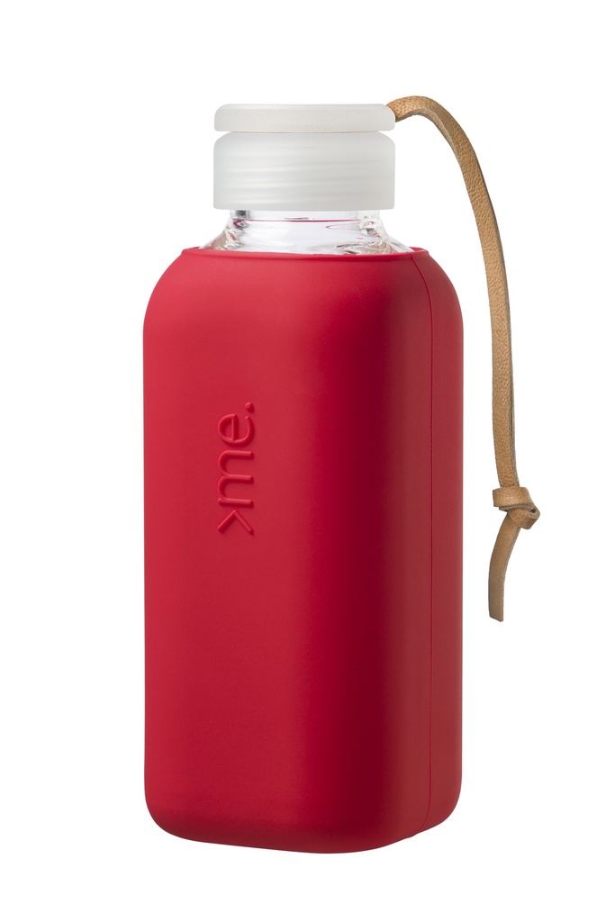 Squireme Y1 Glass Bottle with Silicone Sleeve 600ml (Fire Red)